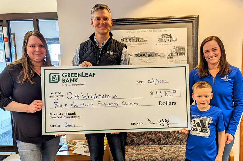 GreenLeaf Bank recently donated $470 to One Wrightstown!